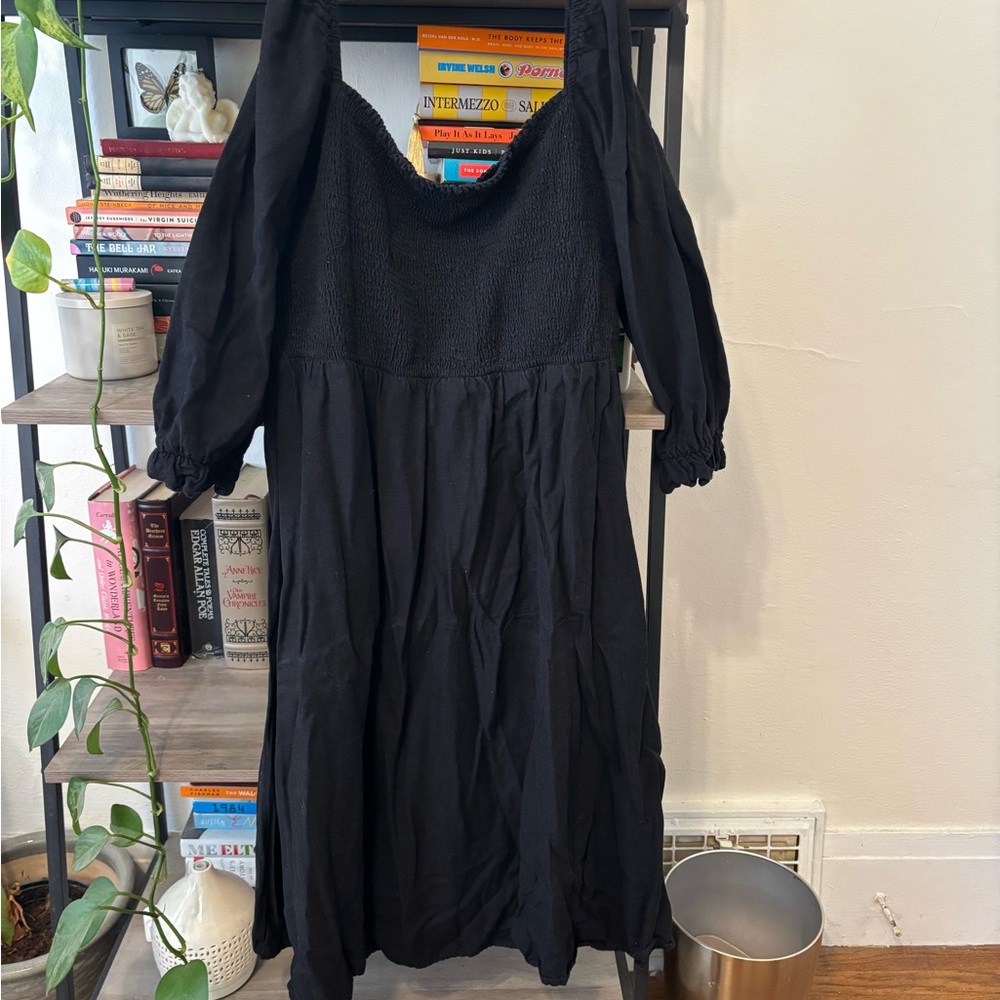 Elegant Black Quarter Length Sleeve Dress